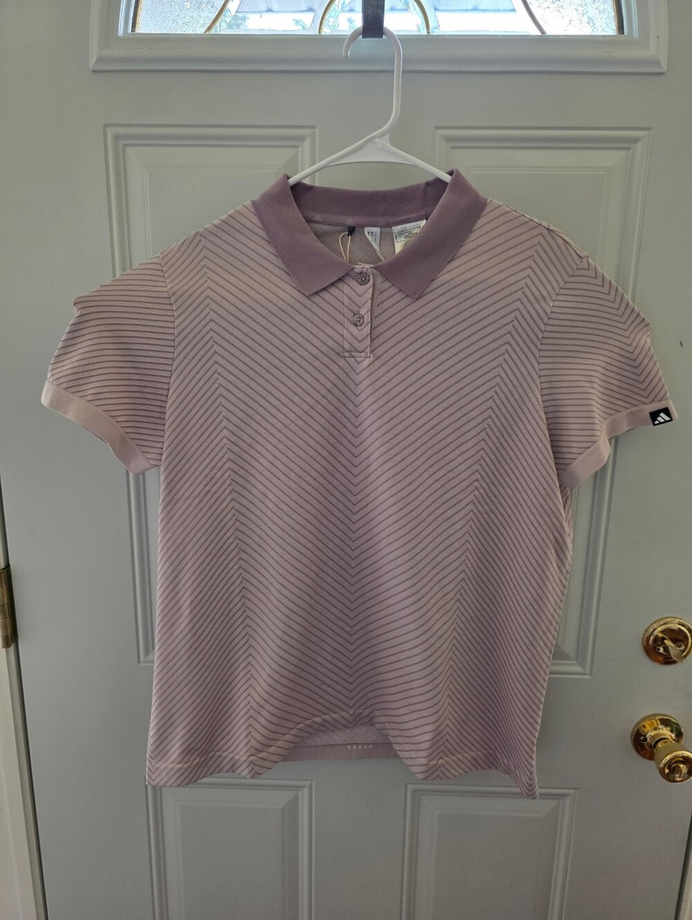 Adidas Women's Mauve Chevron Polo Top Size XL-New With Tags